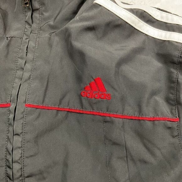 Adidas Full Zip Track Jacket Boys Size 7 Black & Red - Picture 8 of 8